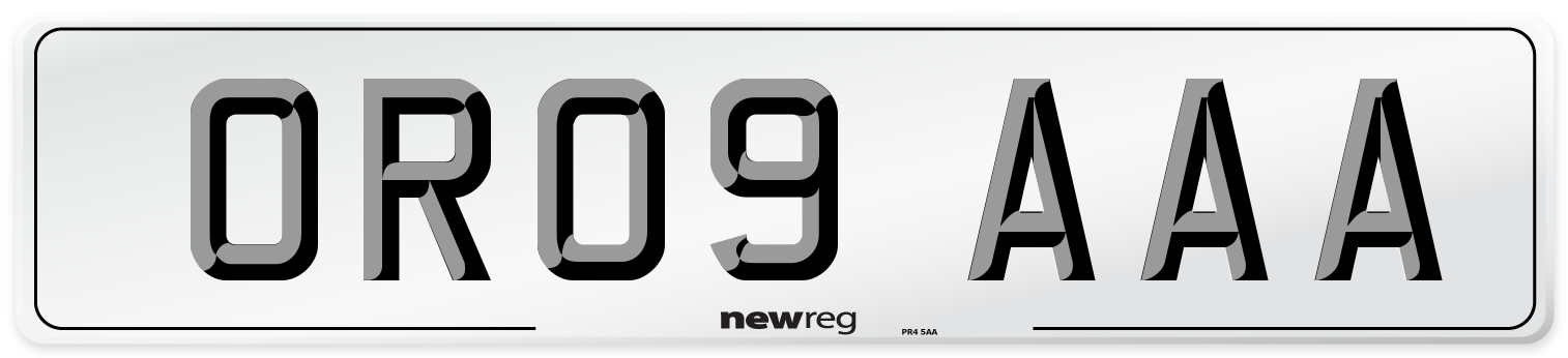OR09 AAA Number Plate from New Reg